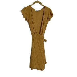 O’Neill Sand Mustard Yellow True Wrap Dress XS Cotton